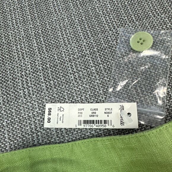 Madewell Shorts Womens size 6 Green Tie Waist 100% Linen Lightweight Comfort New - Picture 4 of 10